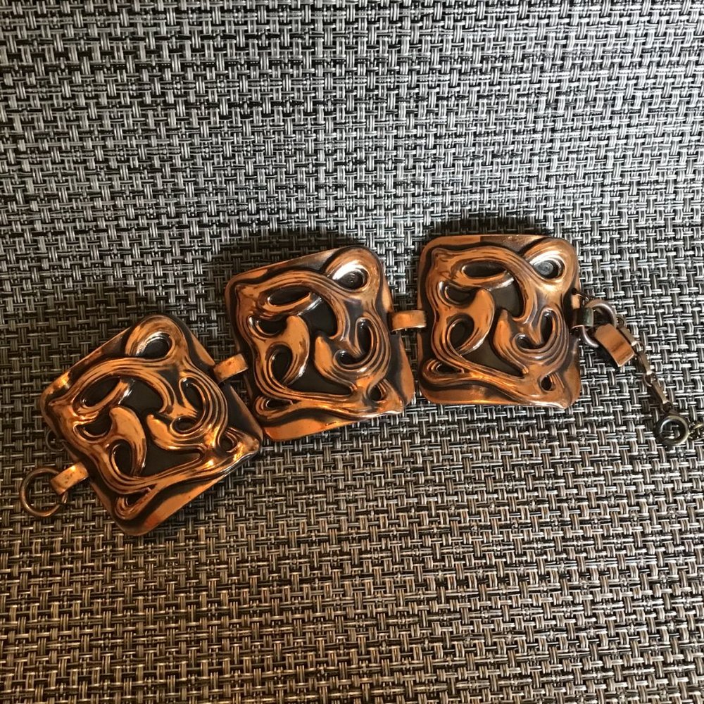 Vintage 1950s Chunky Wide Copper Bracelet